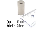 Neodyum Mıknatıs Silindir Çap 10mm , Kalınlık 20mm   ( 2 Adet) - 2