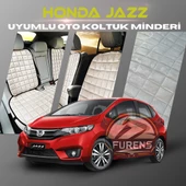 Honda Jazz Bej Renk Tay Tüyü Cepli & Terletmez Sırtlı Oto Koltuk Minder Seti - Koltuk Koruma Kılıfı (ÖN & ARKA TAM SET) - 1