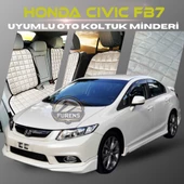 Honda Civic FB7 Bej Renk Tay Tüyü Cepli & Terletmez Sırtlı Oto Koltuk Minder Seti - Koltuk Koruma Kılıfı (ÖN & ARKA TAM SET) - 1
