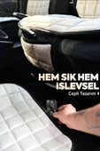Bmw E60 Bej Renk Tay Tüyü Cepli & Terletmez Sırtlı Oto Koltuk Minder Seti - Koltuk Koruma Kılıfı (ÖN & ARKA TAM SET) thumbnail 6