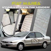Fiat Marea Bej Renk Tay Tüyü Cepli & Terletmez Sırtlı Oto Koltuk Minder Seti - Koltuk Koruma Kılıfı (ÖN & ARKA TAM SET) - 1