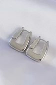 Pirinç Gümüş Renk Kalın Küpe - TJ-BKP8979 - 1