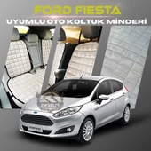 Ford Fiesta Bej Renk Tay Tüyü Cepli & Terletmez Sırtlı Oto Koltuk Minder Seti - Koltuk Koruma Kılıfı (ÖN & ARKA TAM SET) - 1