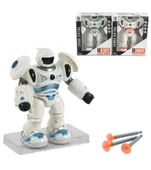 Pilli Sesli Ok Atan Kırmızı ve Beyaz Renkli Robot - Mavi Su Dünyası - 1