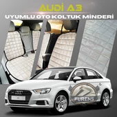 Audi A3 Bej Renk Tay Tüyü Cepli & Terletmez Sırtlı Oto Koltuk Minder Seti - Koltuk Koruma Kılıfı (ÖN & ARKA TAM SET) thumbnail 1