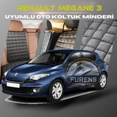Renault Megane 3 Antrasit Renk Tay Tüyü Cepli & Terletmez Sırtlı Oto Koltuk Minder Seti - Koltuk Koruma Kılıfı (ÖN & ARKA TAM SET) - 1