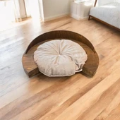 Madrid Kedi Köpek Yatağı. Masif Ağaç Şık Tasarım. Ceviz Renk - 2