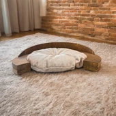 Madrid Kedi Köpek Yatağı. Masif Ağaç Şık Tasarım. Ceviz Renk - 1