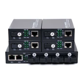 Fiber Optik 4 Port 1000 Mbit Media Converter Switch+4 Adet 1000 Mbit Media Converter Set - 1