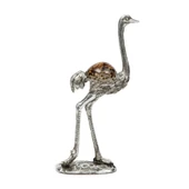 Polyester Mercanlı Gümüş Devekuşu Obje Dekor 28cm - 1