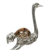 Polyester Mercanlı Gümüş Devekuşu Obje Dekor 28cm - 3