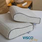 Visco Yastık Aylona Ortopedik Yastık Boyun Destekli Visco 55x35x11-7 cm - 1
