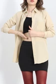 Tek Cepli Gizli Düğme Poplin Gömlek Bej - 25524.1874. thumbnail 5