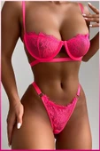 Kadın Neon Fuşya Dantelli Balenli  Sütyen Külot Takım thumbnail 7
