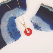 925 Ayar Gümüş Değerli ve Doğal Mercan Taşlı Kolye - CNS00602 - 4