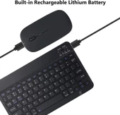 Amazon Kindle Fire 7 Alexa (2017) 7" Uyumlu Kablosuz Bluetooth Şarjlı Klavye ve Şarjlı Mouse Seti - Siyah - 4