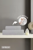 %100 Pamuk 2'li Gri Greek Havlu Seti - 1 Adet El Havlusu ve 1 Adet Banyo Havlusu - 1