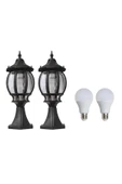 2 Adet Sekizgen Set Üstü Bahçe Armatürü, Set Üstü Modern Armatür, Bahçe Armatürü, 2 Ampul Hediye - 1