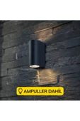 Gün Işığı Ledli Siyah Kasa Çift Yönlü Dekoratif Aplik Bahçe Balkon Salon Teras Kamelya Apliği - 2