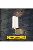 Beyaz Kasa Amber Işık Ledli Iç Ve Dış Mekan Dekoratif Çift Taraflı Aplik Bahçe Balkon Salon Apliği - 1
