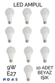 10 Adet 9 Watt E27 Duylu Led Ampul - Beyaz Işık- 10'lu Paket thumbnail 1