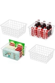 4 Adet Beyaz Renk Dolap Içi Organizer Banyo Mutfak Oyuncak Makyaj Sepeti Düzenleyici Toparlayıcı - 1