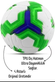 Telvesse Orijinal Futbol Topu Premiera Sert Zemin Halı Saha Futbol Topu Hibrit Yeşil No:5 - 3