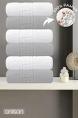 6'lı Greek Gri-Beyaz El Havlusu - 50x90 Cm, 225 Gr, %100 Pamuk, Spa Ve Otel Havlusu - 1