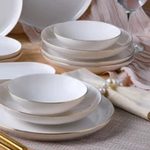 GÜRAL PORSELEN Bilbao 27 Parça 6 Kişilik Yemek Takımı Altın Yaldız 20 thumbnail 2