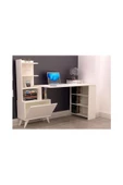 Tdesigno Ibizia Kitaplıklı Çalışma Masası 155 Cm Safir Meşe Beyaz - 1