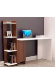 Tdesigno Venedik Kitaplıklı Çalışma Masası 117 Cm Ceviz Beyaz - 3