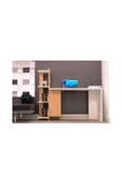 Tdesigno Venedik Kitaplıklı Çalışma Masası 117 Cm Safir Meşe Beyaz - 2