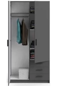 Tdesigno Mimoza Giyinme Dolabı - Çok Amaçlı Dolap - Gardırop 90 Cm-2 Kapaklı-3 Çekmeceli - 4