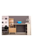 Tdesigno Ibizia Kitaplıklı Çalışma Masası 155 Cm Safir Meşe Beyaz - 2