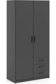 Tdesigno Mimoza Giyinme Dolabı - Çok Amaçlı Dolap - Gardırop 90 Cm-2 Kapaklı-3 Çekmeceli - 1