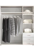 Tdesigno Akel Giyinme Dolabı - Çok Amaçlı Dolap - Gardırop 150 Cm-3 Kapaklı-3 Çekmeceli thumbnail 6