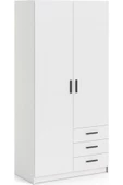 Tdesigno Mimoza Giyinme Dolabı - Çok Amaçlı Dolap - Gardırop 90 Cm-2 Kapaklı-3 Çekmeceli - 2