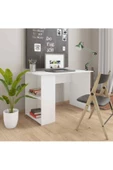 Tdesigno Viyana Çalışma Masası Bilgisayar Masası Ofis Masası 2 Raflı Beyaz - 1