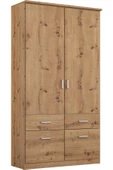 Tdesigno Aksu  Giyinme Dolabı - Çok Amaçlı Dolap - Gardırop 90 Cm-2 Kapaklı-2 Çekmeceli - 2