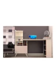 Tdesigno Ibizia Kitaplıklı Çalışma Masası 155 Cm Safir Meşe Beyaz - 2