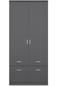 Tdesigno Aksu  Giyinme Dolabı - Çok Amaçlı Dolap - Gardırop 90 Cm-2 Kapaklı-2 Çekmeceli - 3