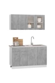 Tdesigno Efsun Mutfak 140 cm Tezgah Dahil Değil Beton Görünümlü- Cam Kapak - 3