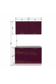 Tdesigno Bade Hazır Mutfak Dolabı 120cm - Tezgah Dahil Değil-parlak Mürdüm - 5