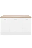 Tdesigno Devin Mutfak Alt Modül 130 cm Beyaz - Tezgah Dahil - 1