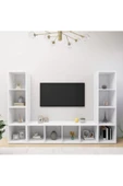 Tdesigno Tdesıgno Yigit Kitaplıklı Televizyon Sehpası - Ünitesi -kitaplık-beyaz 180 Cm 12 Raflı - 1