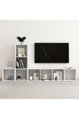 Tdesigno Tdesıgno Gülce Kitaplıklı Televizyon Sehpası - Ünitesi -kitaplık-beyaz 180 Cm 8 Raflı - 2