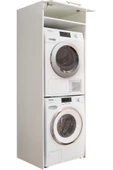 Tdesigno Hane Banyo Dolabı-Çok Amaçlı-Çamaşır Makinesi Dolabı Beyaz - 2