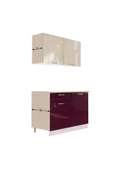 Tdesigno Anka Hazır Mutfak Dolabı 120 Cm - Parlak Mürdüm Ve Beyaz - Tezgah Dahil Değil - 3