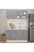 Tdesigno Efsun Mutfak 140 cm Tezgah Dahil Değil Beton Görünümlü- Cam Kapak - 1