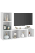 Tdesigno Tolga Kitaplıklı Televizyon Sehpası Ünitesi Kitaplık Beyaz 120 cm 6 Raflı - 2
